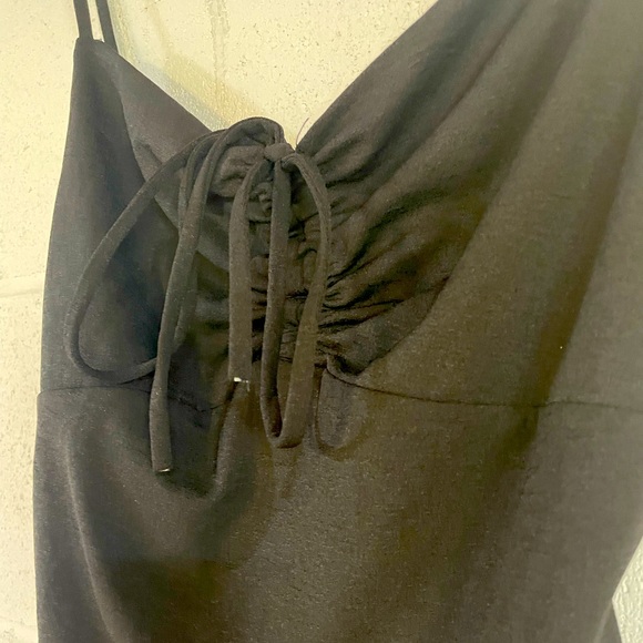 NWT XS/M/L Tiger mist black ruched bodysuit adjustable straps tie front halation - Picture 6 of 11